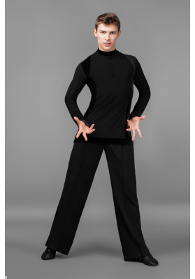 FD Shirt RM-798 – Men’s Latin Ballroom Dance Shirt in Oil Jersey and Velor ruviso-dancewear.com
