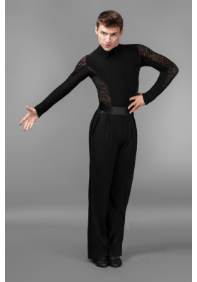FD Shirt Leotard KSM-806 – Men’s Stretch Jersey Ballroom Dance Jumpsuit with Turn-Down Collar ruviso-dancewear.com