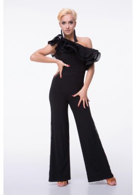 FD Jumpsuit KN-827 – Women’s Latin Dance Jumpsuit with One-Shoulder Flounces ruviso-dancewear.com