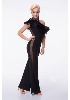 FD Jumpsuit KN-827 – Women’s Latin Dance Jumpsuit with One-Shoulder Flounces ruviso-dancewear.com