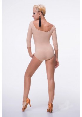 FD Leotard KU-838 – Classic Black Dance Leotard with 3/4 Sleeves ruviso-dancewear.com