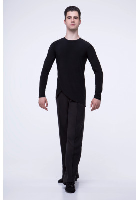 FD Shirt RM-1006 – Men’s Latin Dance Shirt with Asymmetric Hem and Overlap Detail ruviso-dancewear.com