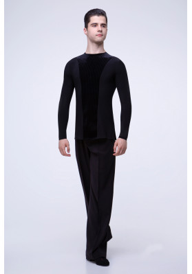 FD Shirt RM-1011 – Men’s Latin Ballroom Dance Shirt with Velor Insert ruviso-dancewear.com