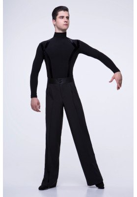 FD Roll Neck Jumper GM-1016 – Men’s Standard Ballroom Turtleneck with Velour Inserts ruviso-dancewear.com