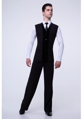 FD Vest ZhLM-1019 – Men’s Close-Fitting Dance Vest, Fine Gabardine with Velor Finish ruviso-dancewear.com