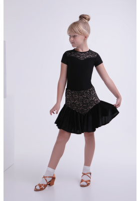 Women's Top-471 by Freestyle – Guipure & Velor Latin Dance Top ruviso-dancewear.com