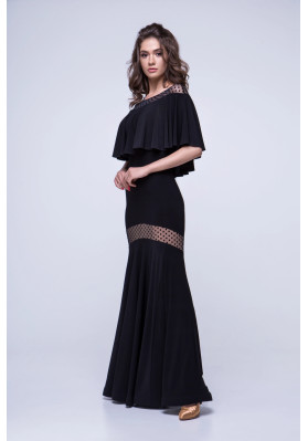 FD Skirt JUS-930 – Ballroom Standard Dance Skirt with Flock Mesh Insert & Regiline ruviso-dancewear.com