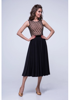 FD Skirt YUS-972 – Ballroom Standard Dance Skirt with Velor Belt, Sun Cut ruviso-dancewear.com
