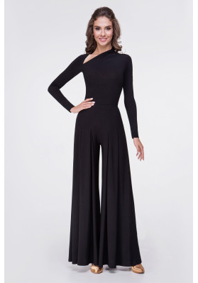 Blouse BL-1092 by FD – Long Sleeve Dance Blouse with Asymmetrical Neckline ruviso-dancewear.com
