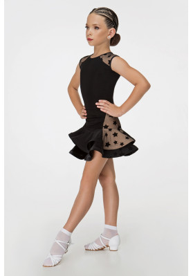 Blouse BL-1032 by FD – Sleeveless Dance Blouse with Star Mesh Yoke ruviso-dancewear.com