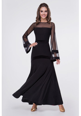 FD Skirt JUS-1048 – Ballroom Standard Dance Skirt with Velor Belt and Regiline ruviso-dancewear.com