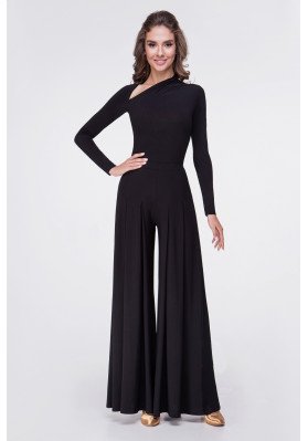 Blouse BL-1092 by FD – Long Sleeve Dance Blouse with Asymmetrical Neckline ruviso-dancewear.com