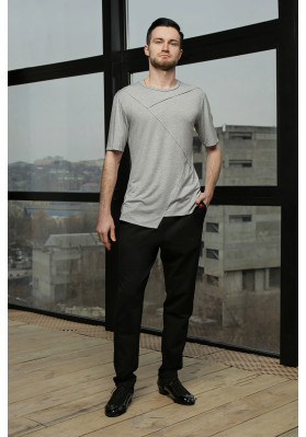 FD T-shirt FM-1156 – Men’s Asymmetrical Latin Dance T-shirt with Decorative Stitching ruviso-dancewear.com