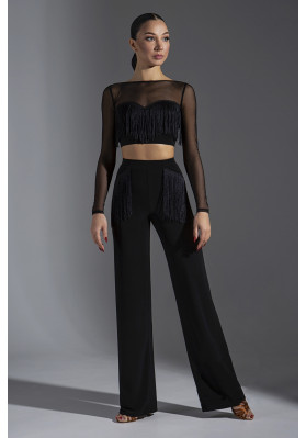 FD Pants BR-1186 – Women’s Latin Dance Trousers with Fringe Decoration ruviso-dancewear.com