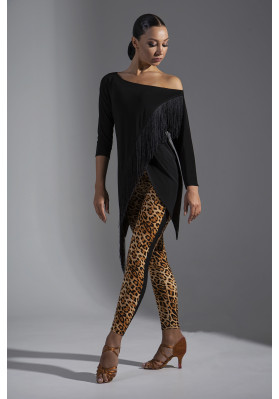 FD Tunic TN-1062 – Women’s Latin Dance Tunic with Fringe, Oil Jersey ruviso-dancewear.com