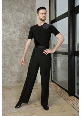 FD Shirt RM-1158/1 – Men’s Ballroom Dance Shirt with Velour Inserts, Short Sleeve ruviso-dancewear.com
