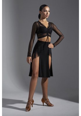 FD Top TP-1176 – Mesh Latin Dance Top with Drawstring Detail ruviso-dancewear.com