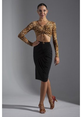 Top TP-1183 — Leopard Print Long Sleeve Latin Dance Top for Women ruviso-dancewear.com