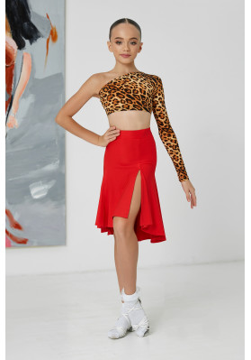 FD Top TP-1229/1 – Women’s One-Shoulder Latin Dance Top in Leopard Print ruviso-dancewear.com