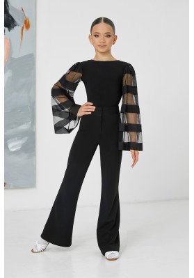 FD Pants BR-1110 KW – Children’s Black Flared Ballroom Dance Trousers ruviso-dancewear.com