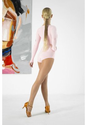 FD Leotard KU-1243 – Black Cutout Dance Leotard with Knot Detail & Long Sleeves ruviso-dancewear.com