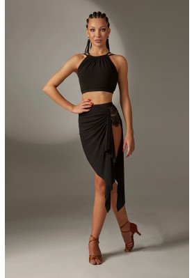 FD Top TP-1303 – Women’s Latin Dance Top with Draped Neckline & Guipure Back ruviso-dancewear.com