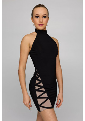 Latin Dress 674 – Sleeveless Asymmetrical Latin Dance Dress with Draped Seams ruviso-dancewear.com