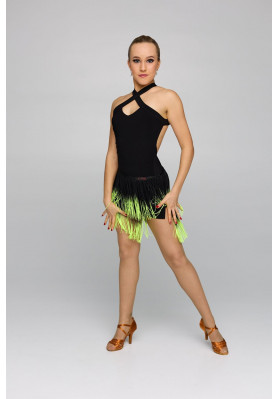 Latin Dress 682 – Elegant Halterneck Latin Dance Dress with Fringe Detail ruviso-dancewear.com