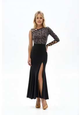 FD Skirt YUS-1323 – Ballroom Dance Skirt with Slit, Black ruviso-dancewear.com