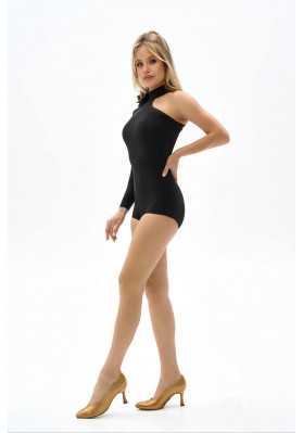 Leotard KU-1336 – One-Shoulder Ballroom Dance Leotard with Removable Flower ruviso-dancewear.com