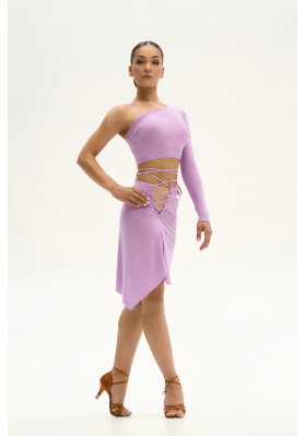 FD Top TP-1342 – Women’s One-Shoulder Latin Dance Top in Black & Lilac ruviso-dancewear.com