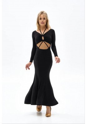 FD Skirt YUS-1310/1 – Black Ballroom Dance Skirt with Asymmetric Hem and Regilin ruviso-dancewear.com