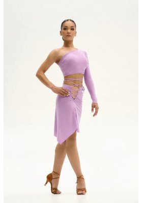 FD Top TP-1342 – Women’s One-Shoulder Latin Dance Top in Black & Lilac ruviso-dancewear.com