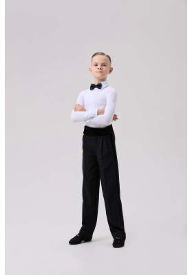 FD Shirt Leotard KSM-1018 KW – White Matte Supplex Ballroom Leotard for Boys ruviso-dancewear.com