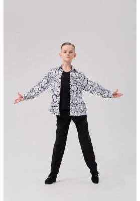 FD Shirt RM-1371/1 KW – Children’s Ballroom Dance Shirt for Latin with Printed Fabric ruviso-dancewear.com