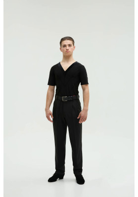 FD T-shirt FM-1377 – Men’s Latin Dance T-Shirt with Velour Collar ruviso-dancewear.com