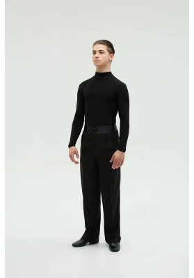 FD Pants BM-1381 – Men’s Standard Ballroom Dance Trousers with Satin Belt ruviso-dancewear.com