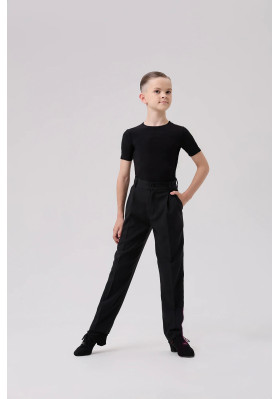FD T-shirt FM-1383 KW – Children’s Latin Dance T-Shirt with Velour Stripes ruviso-dancewear.com