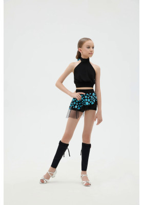 FD Shorts Sh-1393 – Dance Shorts with Polka Dot Mesh Flounces ruviso-dancewear.com