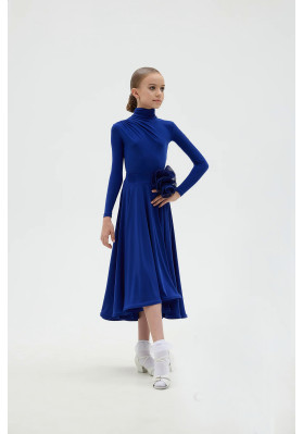 FD Skirt YUS-1409 – Women’s Ballroom Dance Skirt with Mesh Rose, Black & Blue ruviso-dancewear.com