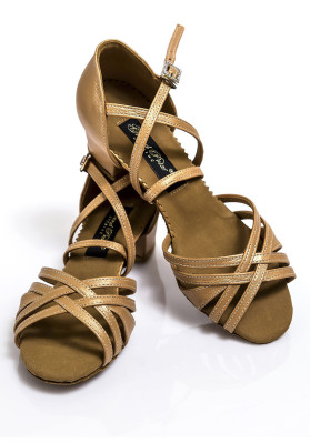 Girls Shoes CUCARACHA, leather pu leather, tan | RuViSo brand shop ruviso-dancewear.com