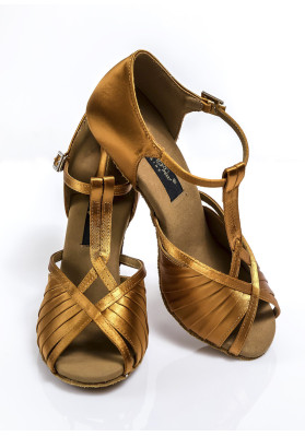 Ladies Latin Shoes Grand Prix ALISON satin, dark tan, 3"fl | RuViSo brand shop ruviso-dancewear.com