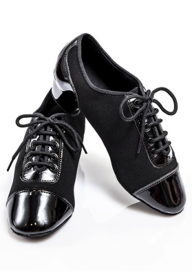 Boy's Latin Shoes Grand Prix RICCARDO oxford textile+patent leather, black | RuViSo brand shop ruviso-dancewear.com