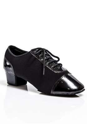 Boy's Latin Shoes Grand Prix RICCARDO oxford textile+patent leather, black | RuViSo brand shop ruviso-dancewear.com