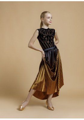 Standart skirt VALENCIA black+gold  BY Grand Prix ruviso-dancewear.com