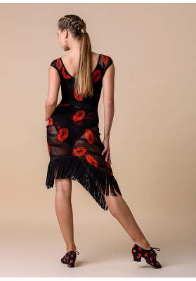 EMRATA Lips MESH fringe long wrap skirt | BY Grand Prix ruviso-dancewear.com