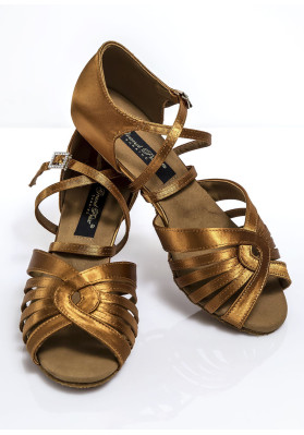 Damen-Lateinschuhe Grand Prix LATINOS Satin, dunkelbraun, 2 Zoll Absatz | RuViSo Markenshop ruviso-dancewear.com