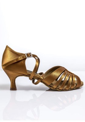 Damen-Lateinschuhe Grand Prix LATINOS Satin, dunkelbraun, 2 Zoll Absatz | RuViSo Markenshop ruviso-dancewear.com