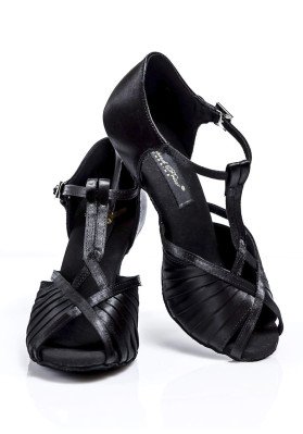 Zapatos de baile latino para damas Grand Prix ALISON en satén, marrón oscuro, 3"fl | Tienda de la marca RuViSo ruviso-dancewear.com