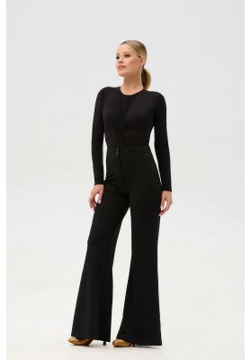 FD Pants BR-1110 – Black Flared Ballroom Dance Pants for Women ruviso-dancewear.com